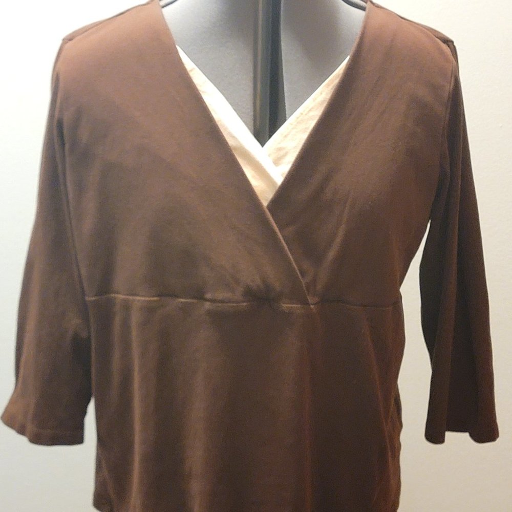 St. John's Bay V-Neck Blouse with Inlay